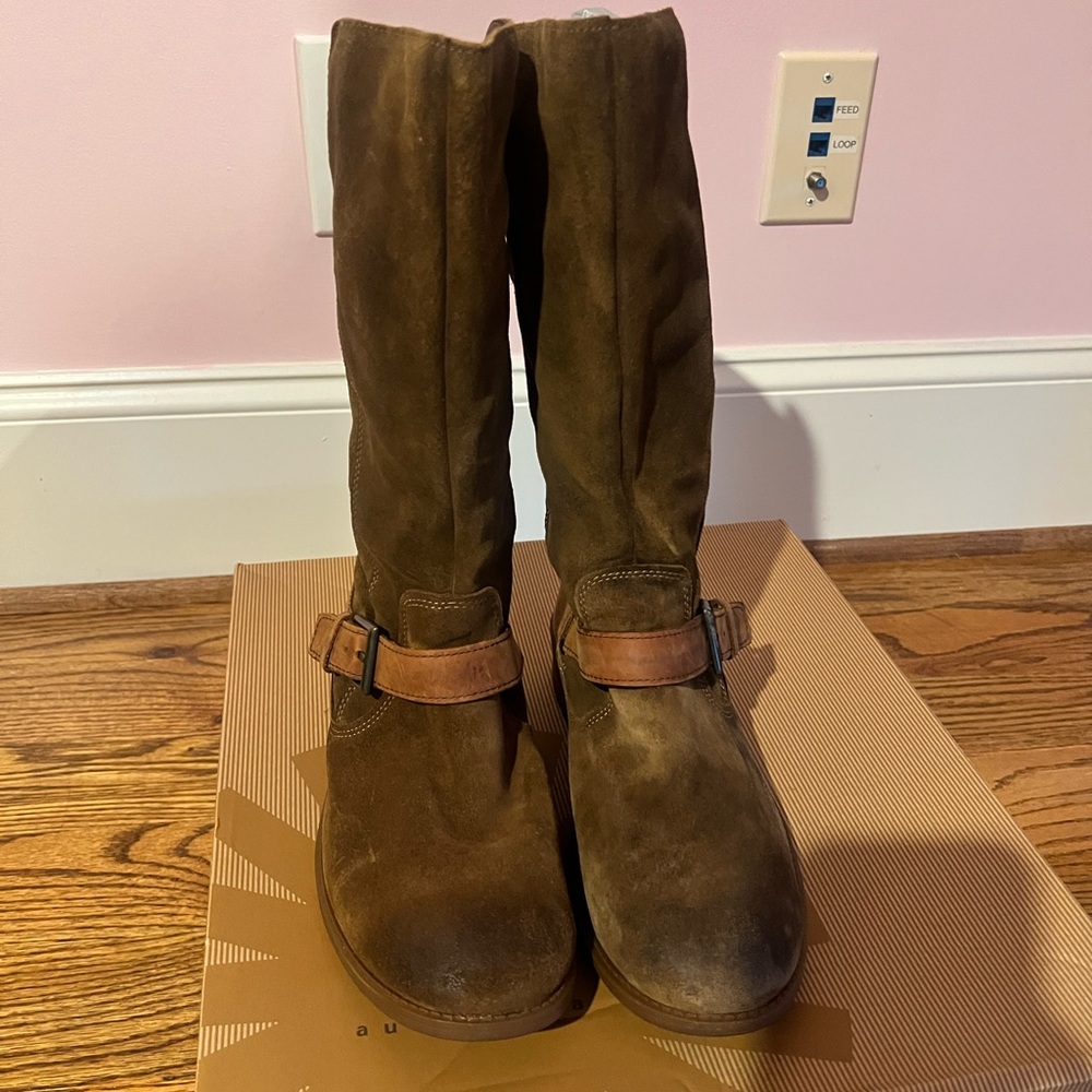 UGG Brown Suede Buckle Mid-Calf Boots